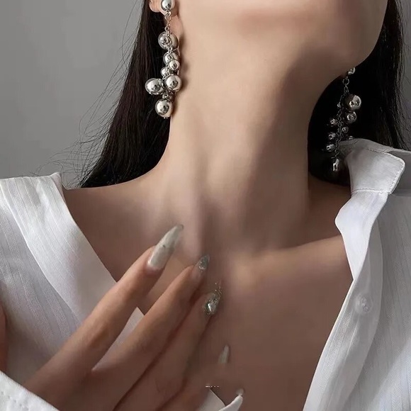 Zara Silver Ball Mercury Grapes Earrings How Edge NYC feels celebrating NY - Picture 2 of 15